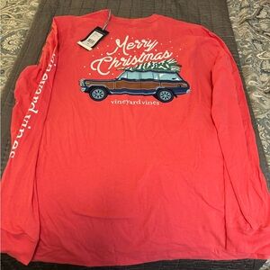 Vineyard Vines Merry Christmas Salmon (Jetty Red) Long Sleeve Tee